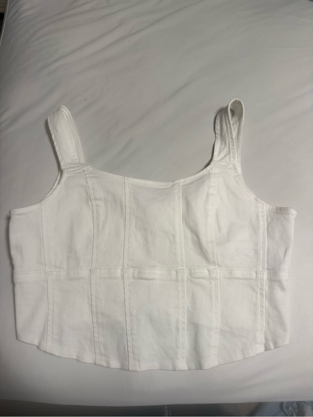 Simply Gray Women’s White Square-Neck Crop Tank Top size XL NWT